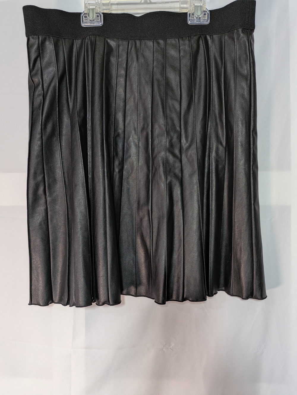 Alfani Black Pleated Faux Leather Skirt